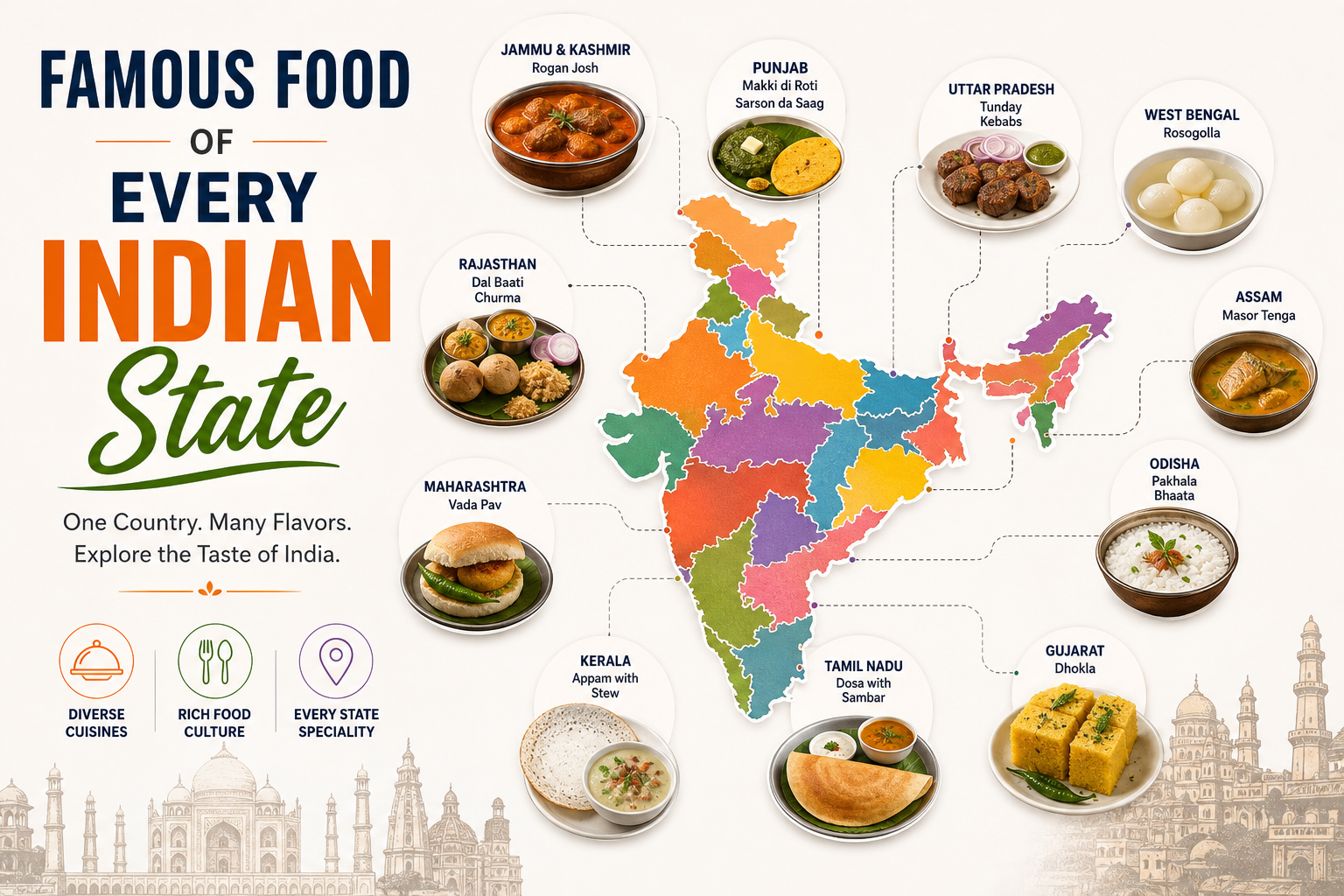 famous food of every Indian state