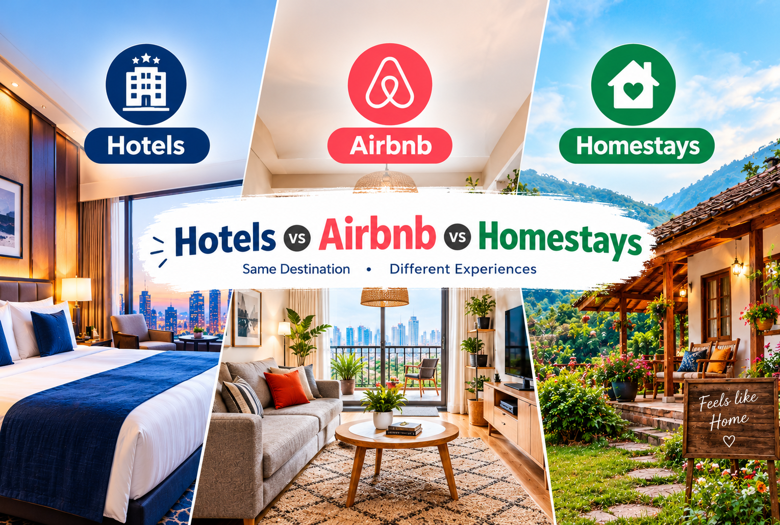 Hotels vs Airbnb vs Homestays